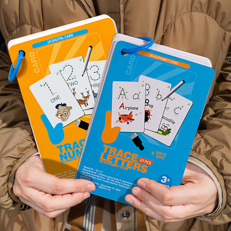 Wiederverwendbares Zahlen und Buchstaben Trainingsbuch für Kinder