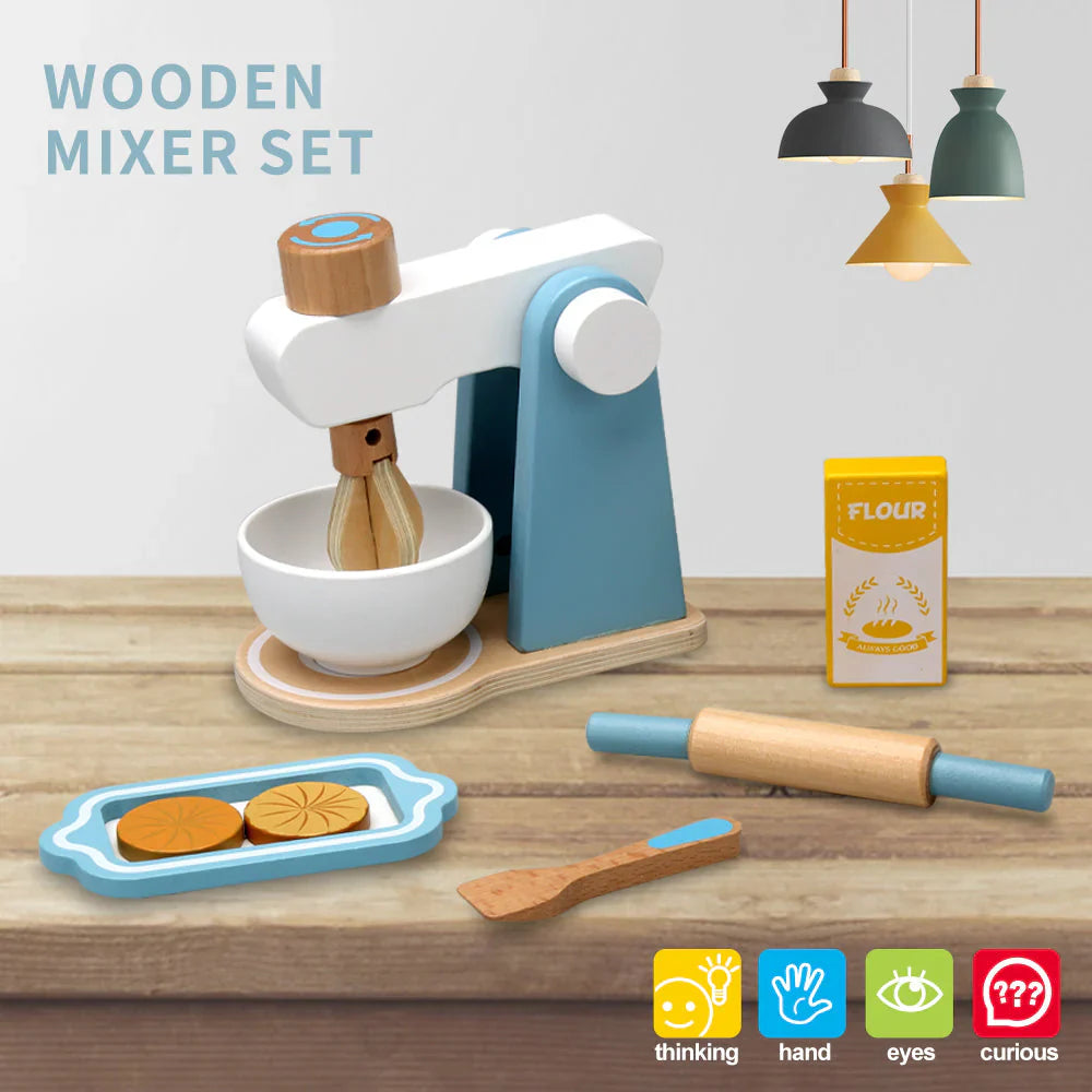 Blender Küchenmaschine – Holz Spielküche Set für Kinder