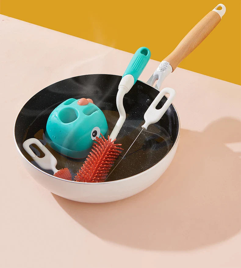 Flaschenbürsten Set für Babyflaschen – 5-teiliges Reinigungsset mit Halter