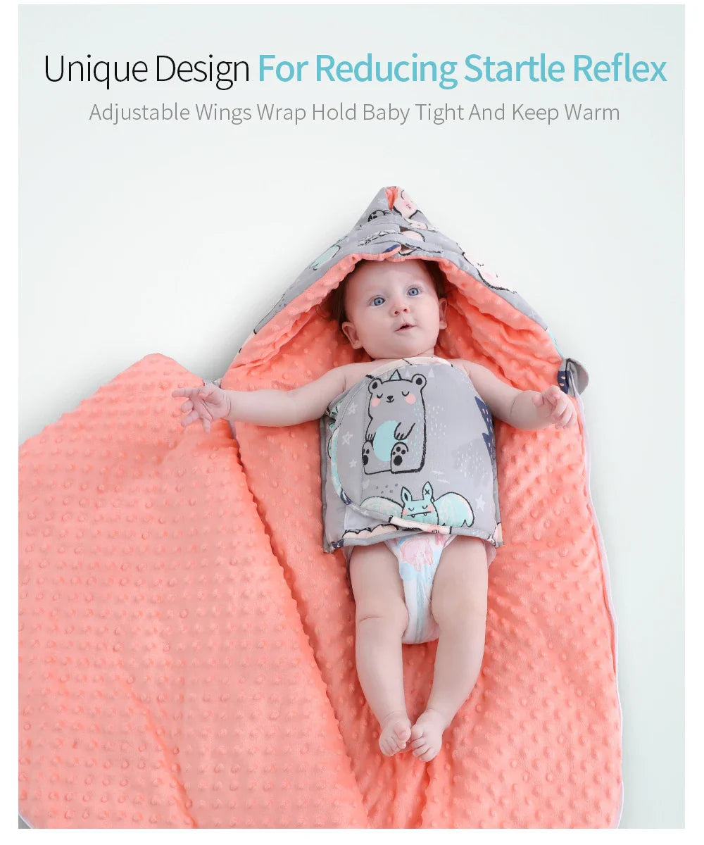 Baby Schlafsack mit Kapuze – Minky Decke für Neugeborene