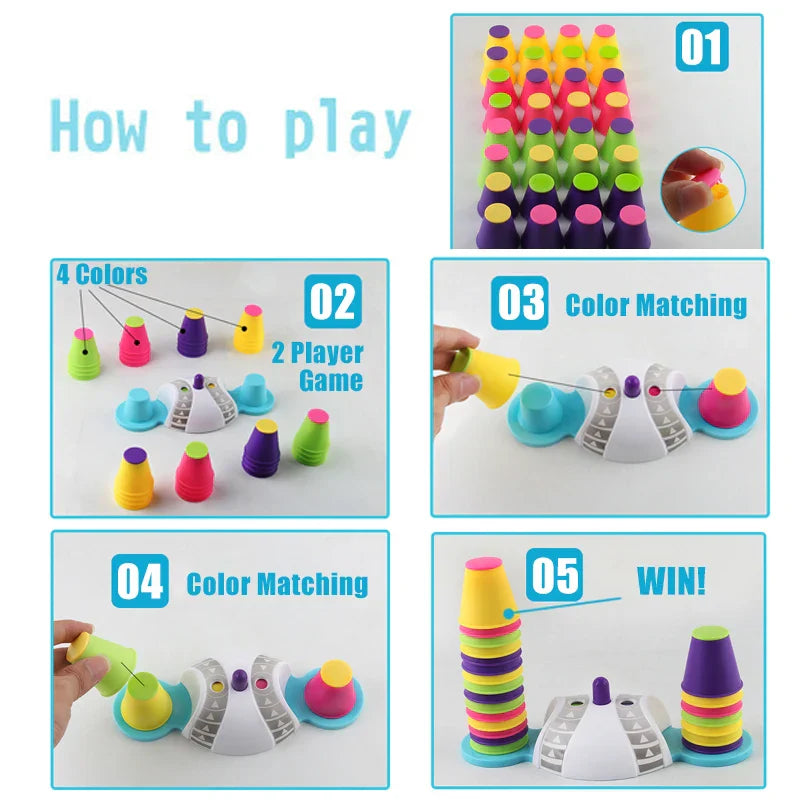 Rennen um die Spitze – Stapelspiel für Kinder mit bunten Bechern