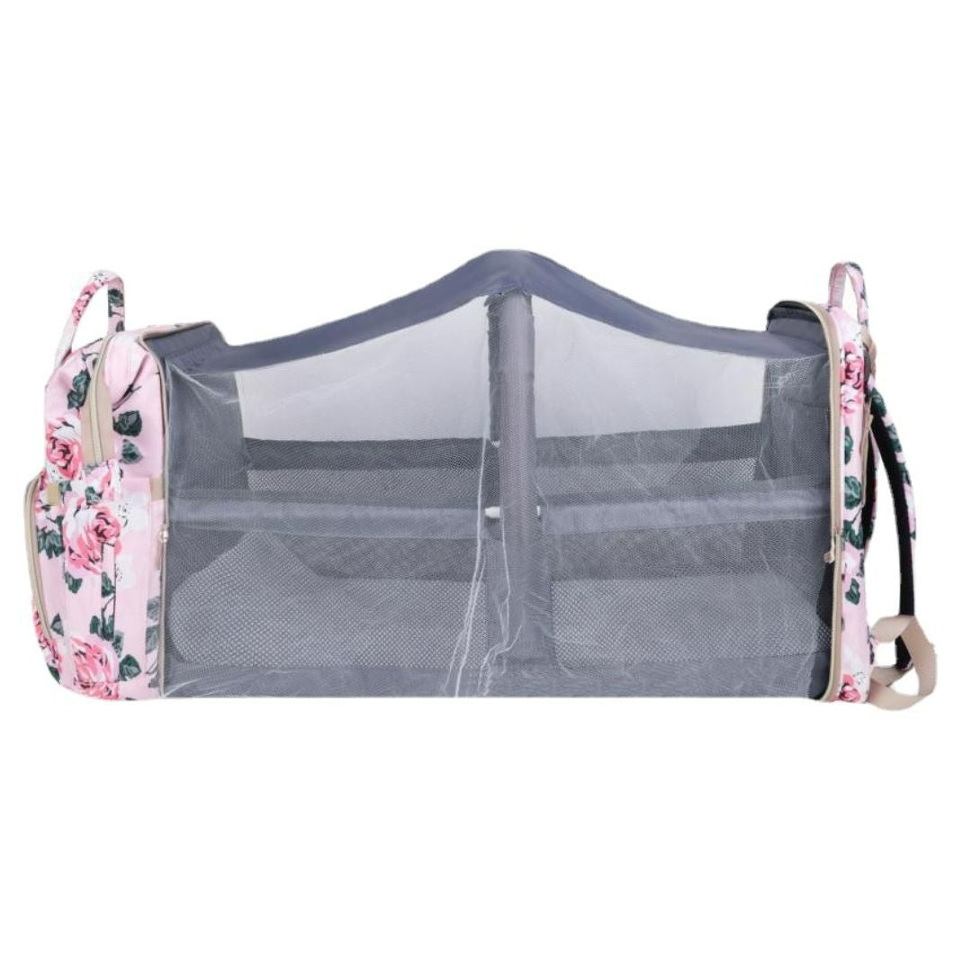 Faltbare Moskitonetz-Mama-Tasche mit Floral-Design – Praktische Wickeltasche