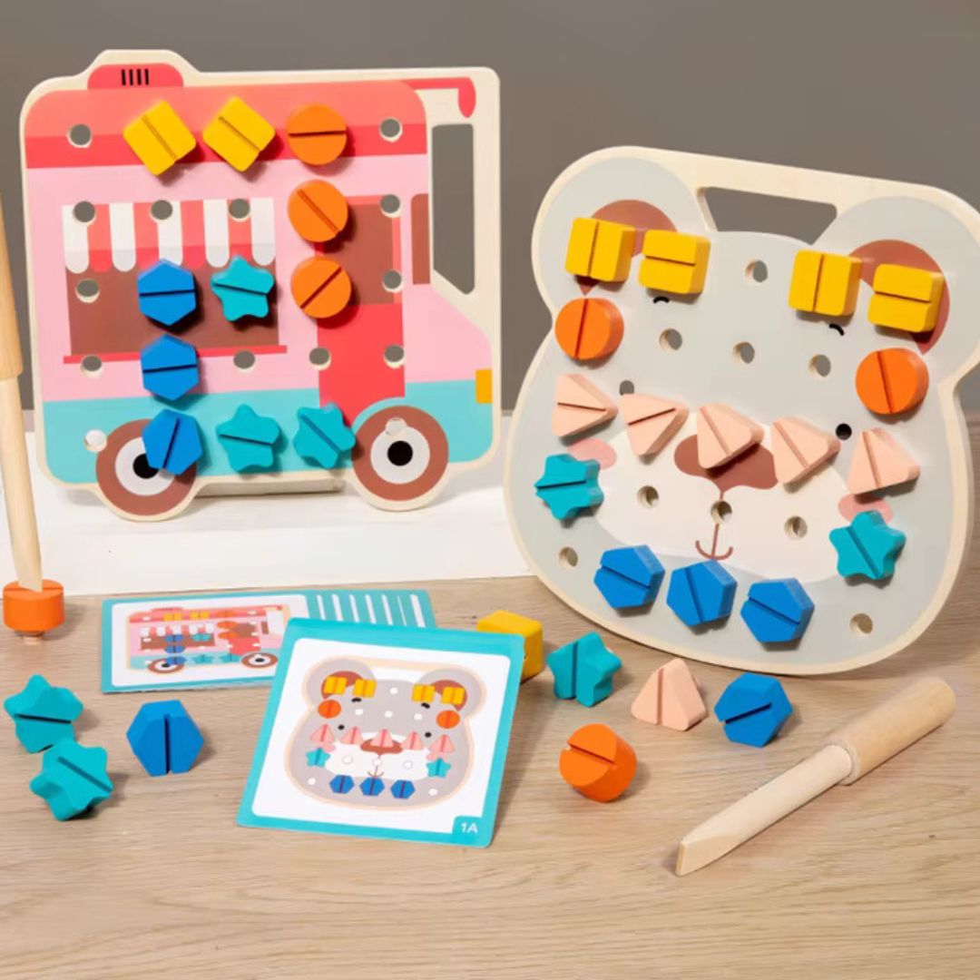 Montessori Farbenschauben Bärenplatte für Kleine Handwerker