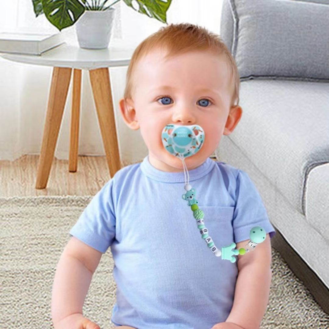 Baby Schnullerclip mit Krone und Bärchen