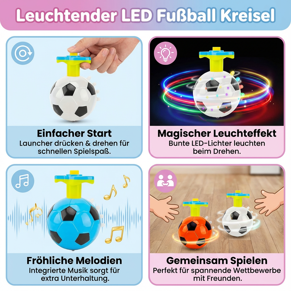 Leuchtender LED Fußball Kreisel