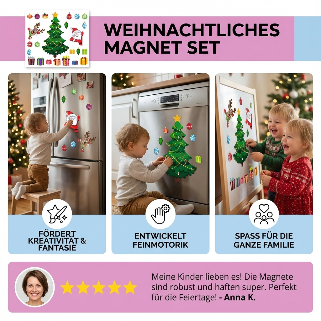 Weihnachtliches Montessori Magnet Sticker Set zum Selber Dekorieren