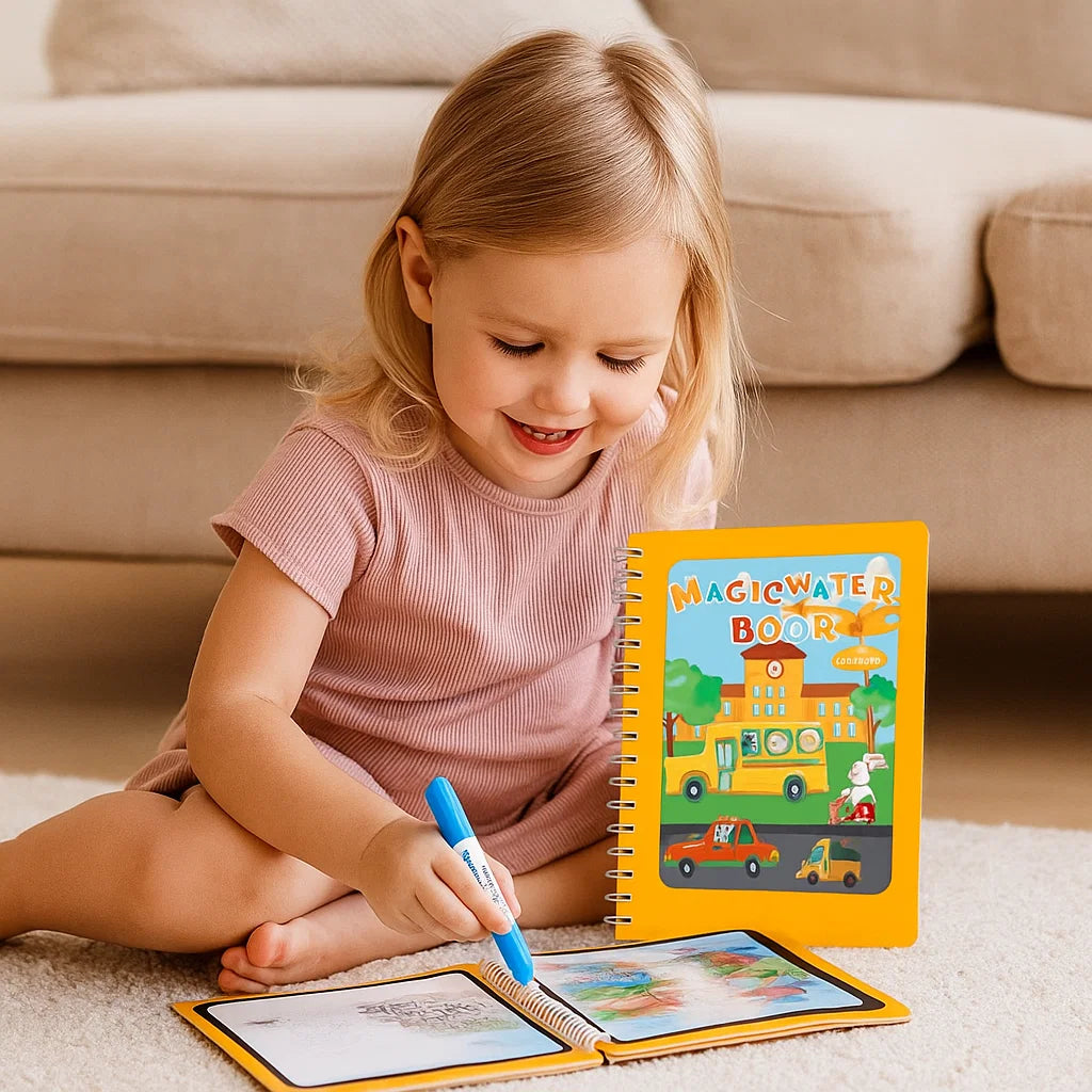 Magisches selbstlöschendes Wassermalbuch-Set für Kinder mit Wasserpinsel