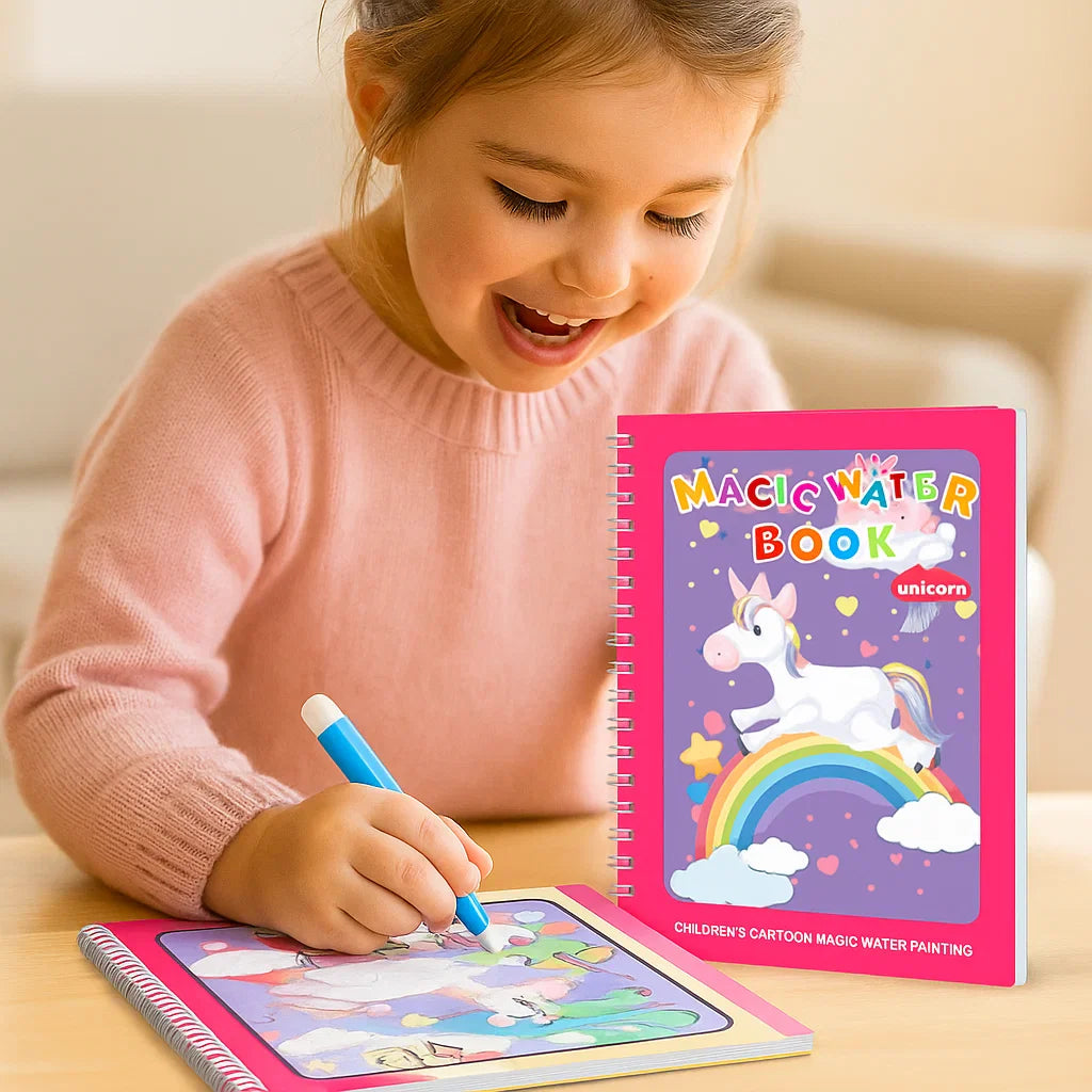 Magisches selbstlöschendes Wassermalbuch-Set für Kinder mit Wasserpinsel