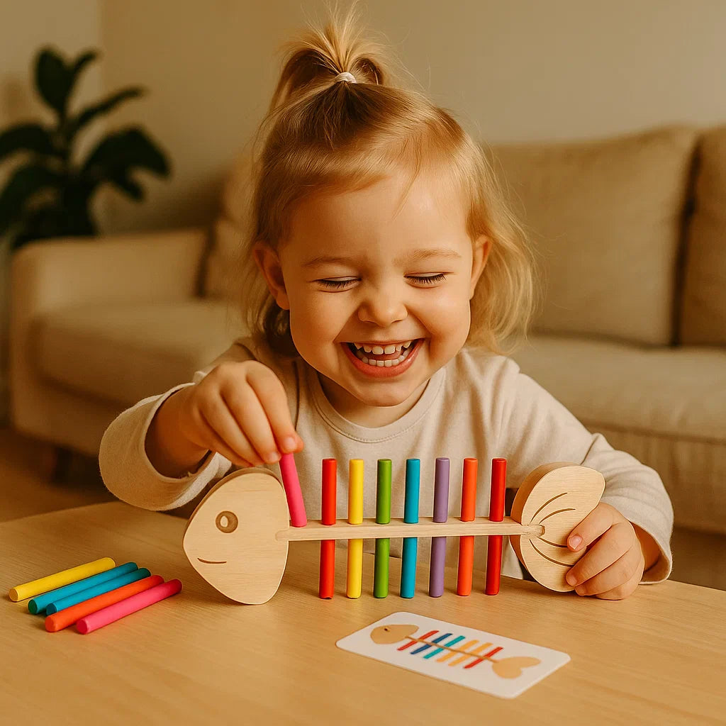 Montessori Fischgräten Farben Ordnungsspiel für Kinder