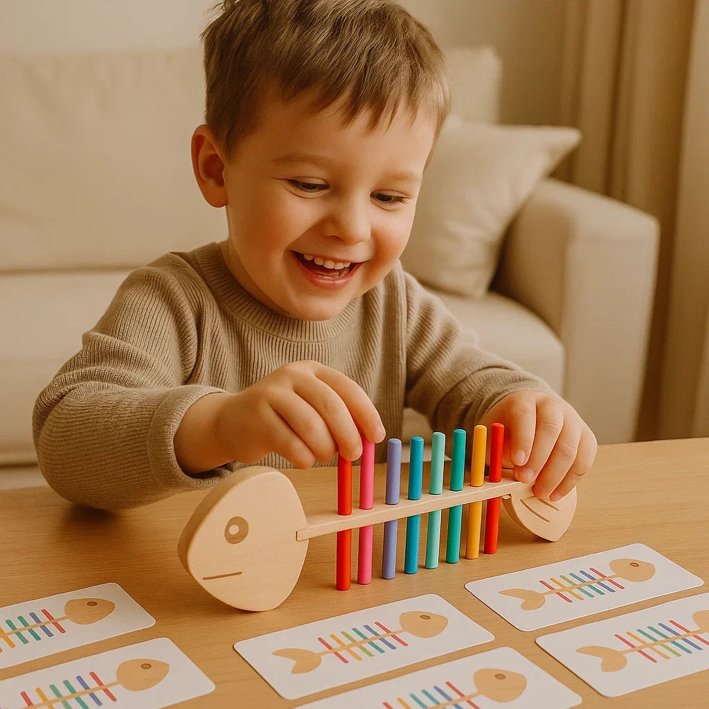 Montessori Fischgräten Farben Ordnungsspiel für Kinder