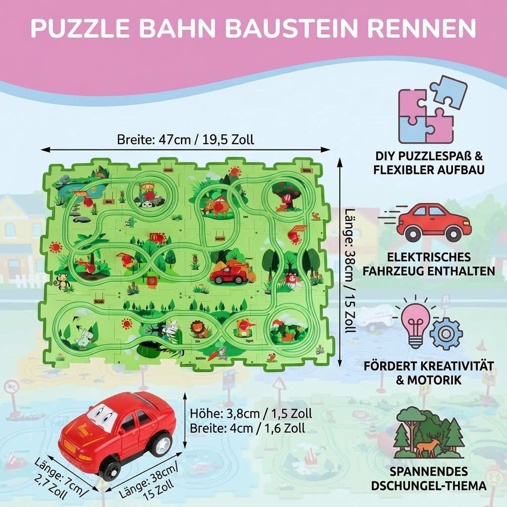 Puzzle Bahn Baustein Rennen