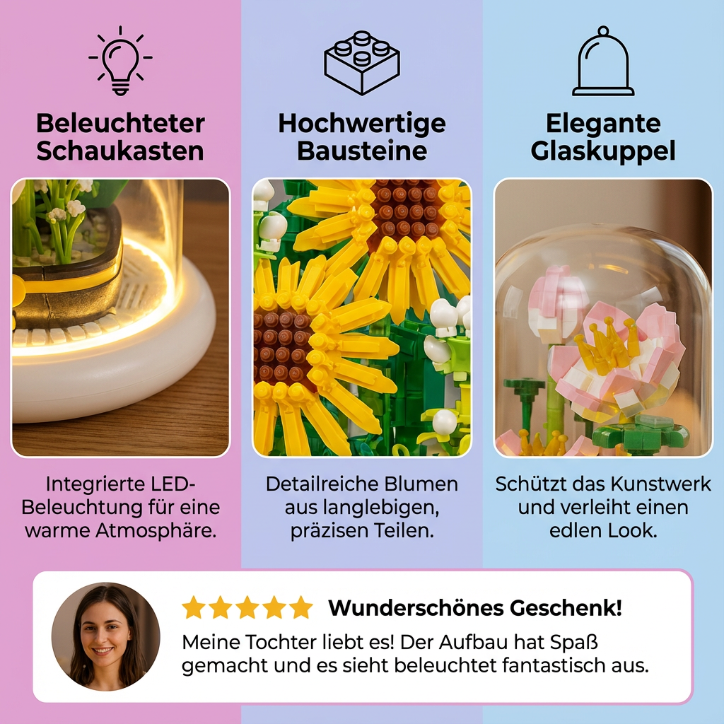 Edle Baustein Blume im Glas