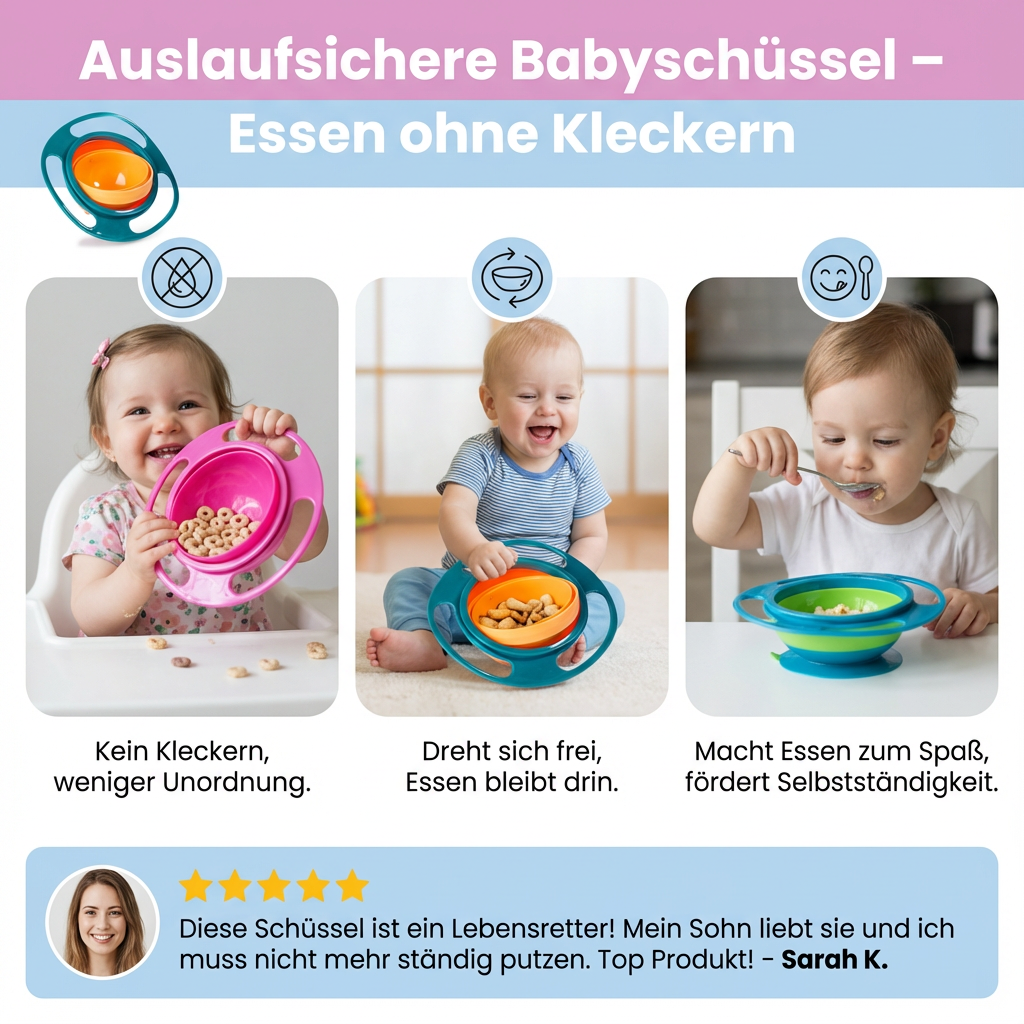 Auslaufsichere Babyschüssel – Essen ohne Kleckern