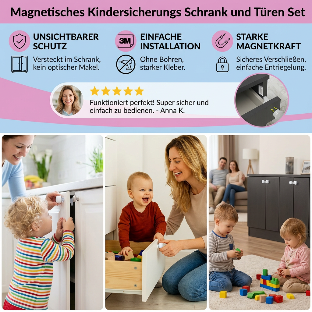 Magnetisches Kindersicherungs Schrank und Türen Set