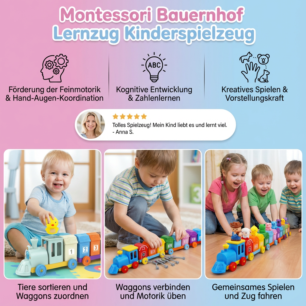 Montessori Bauernhof Lernzug Kinderspielzeug