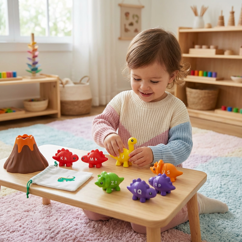 Pädagogisches Montessori Farben Dinosaurier Sortier Spiel Set