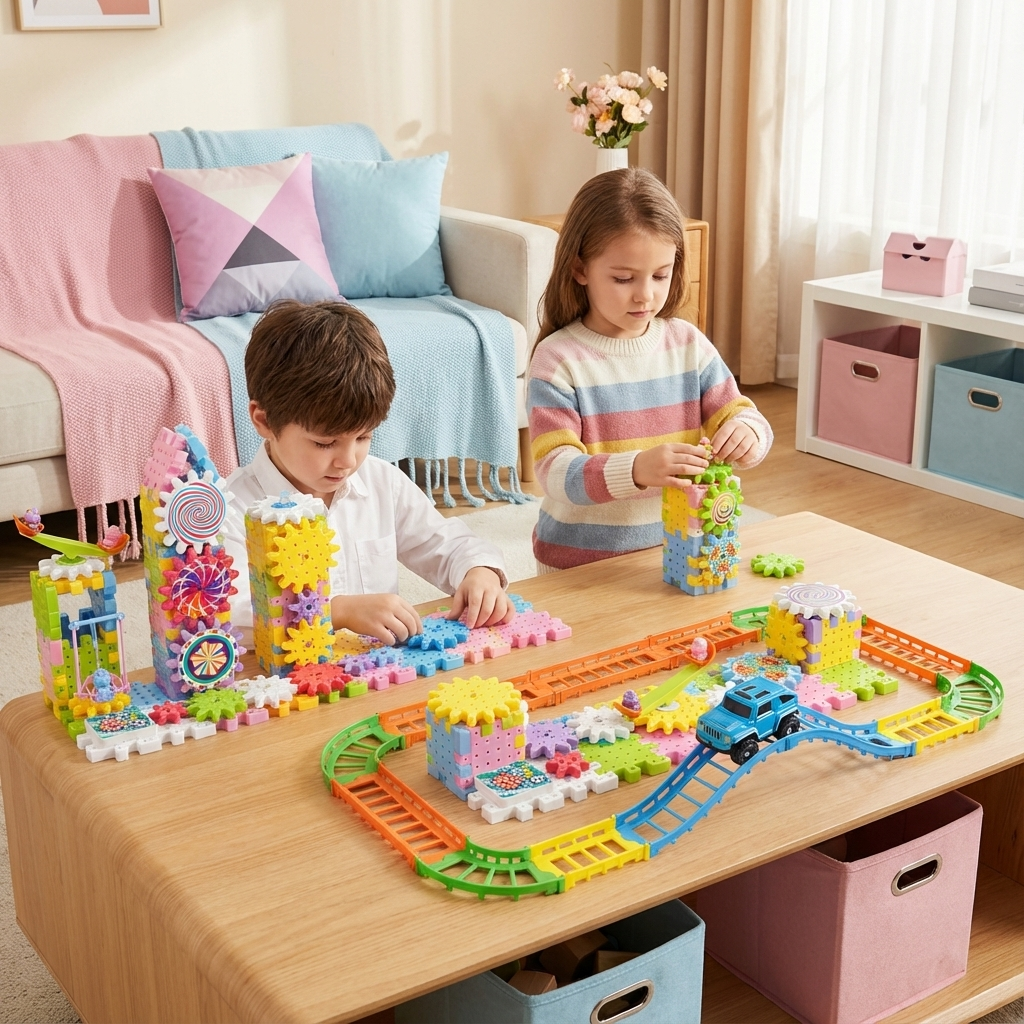 Rotierendes Montessori Zahnrad-Baustein Spielzeug