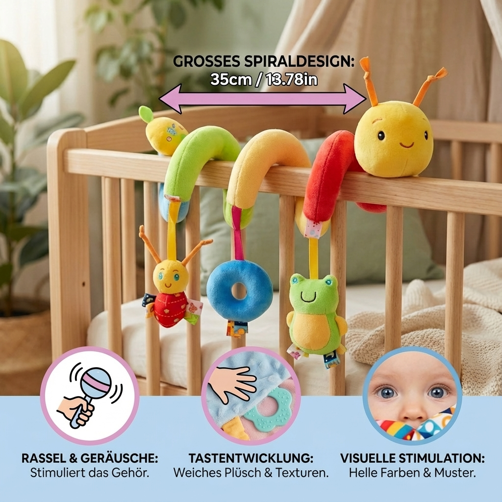 3in1 Raupen Rassel Spielzeug für Daheim und Unterwegs