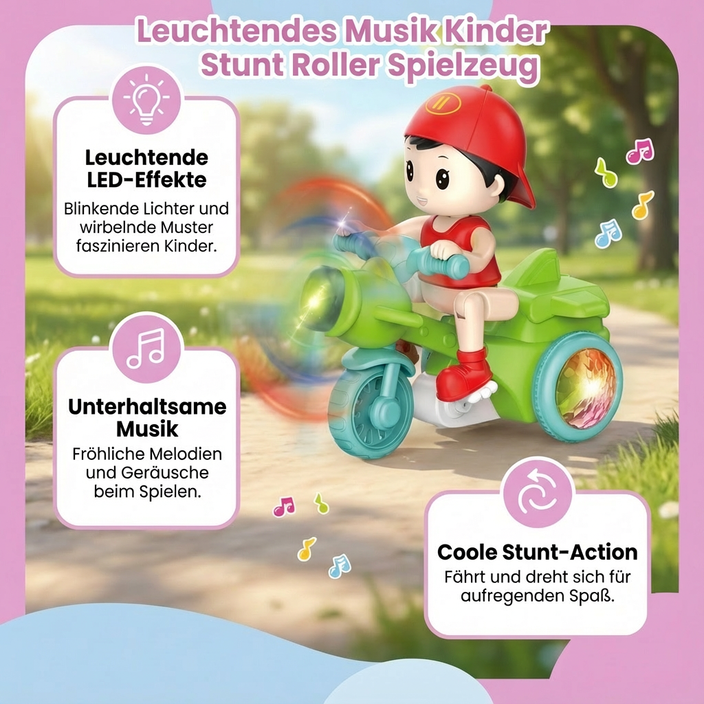 Leuchtendes Musik Kinder Stunt Roller Spielzeug
