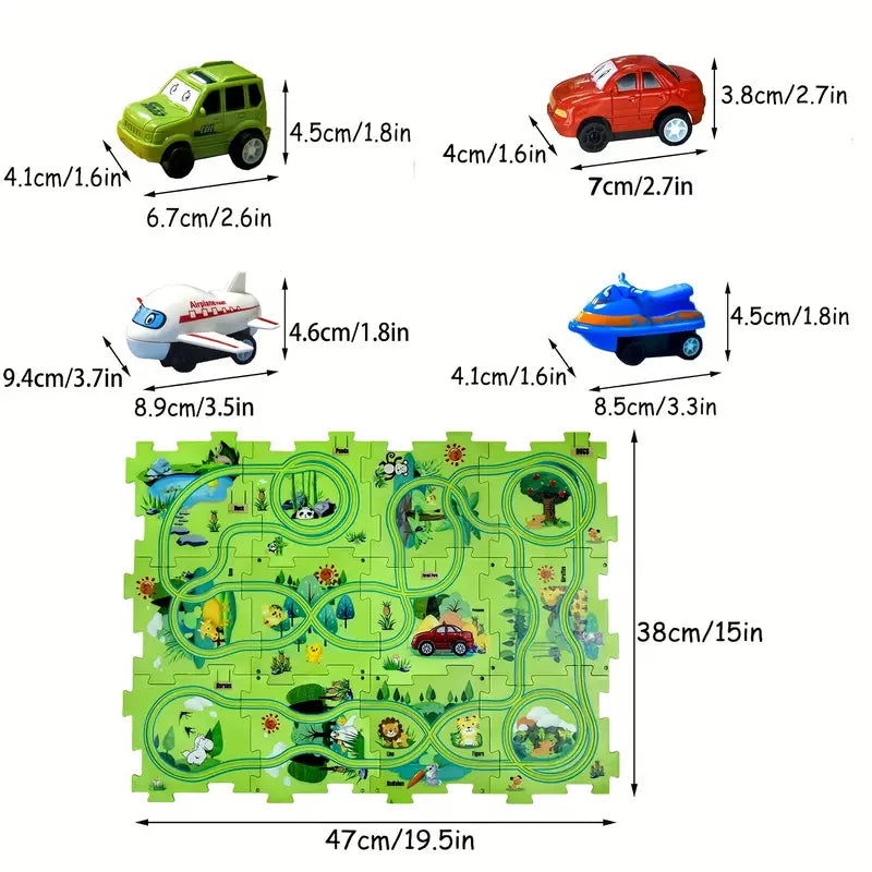 Puzzle Bahn Baustein Rennen