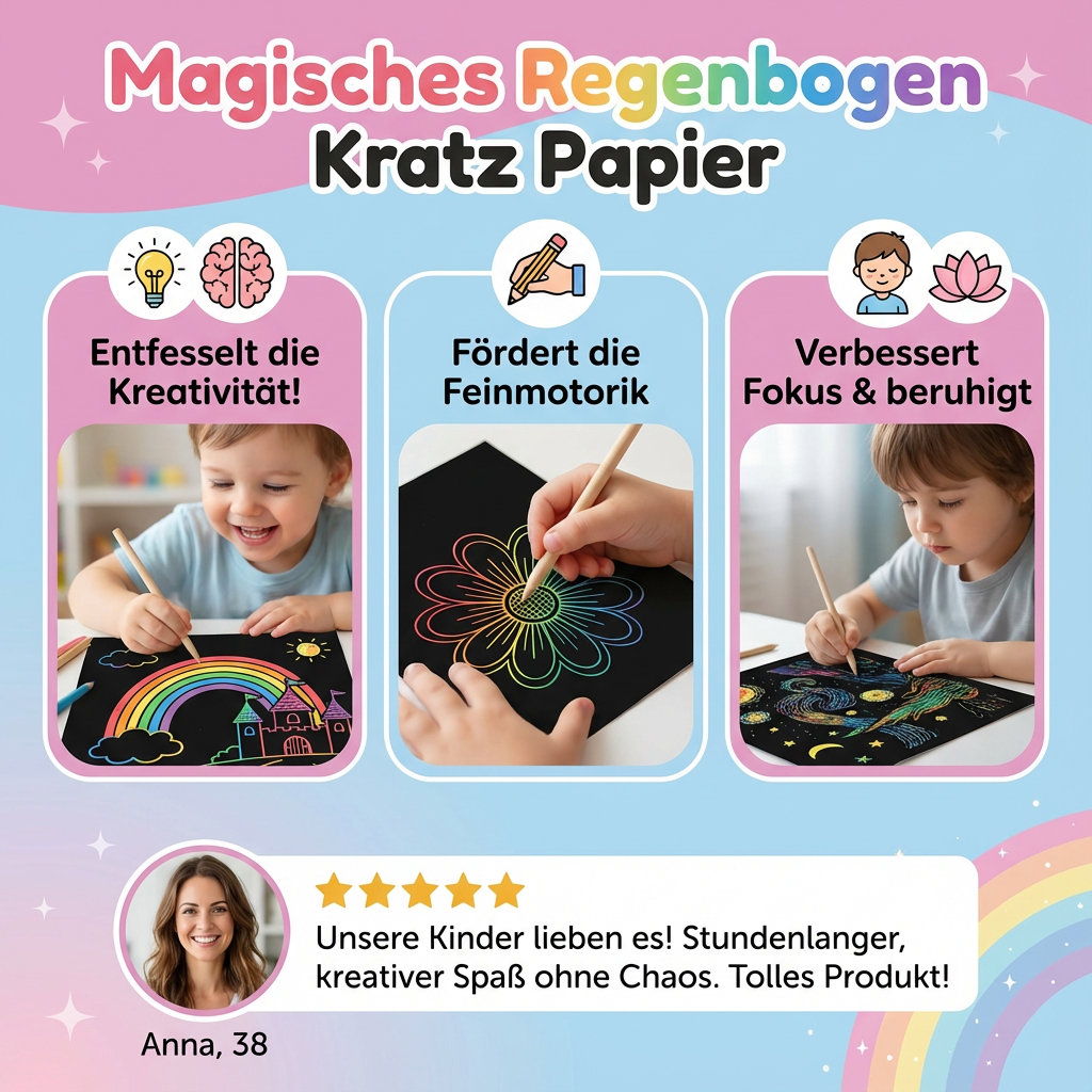 Magisches Regenbogen Kratz Papier