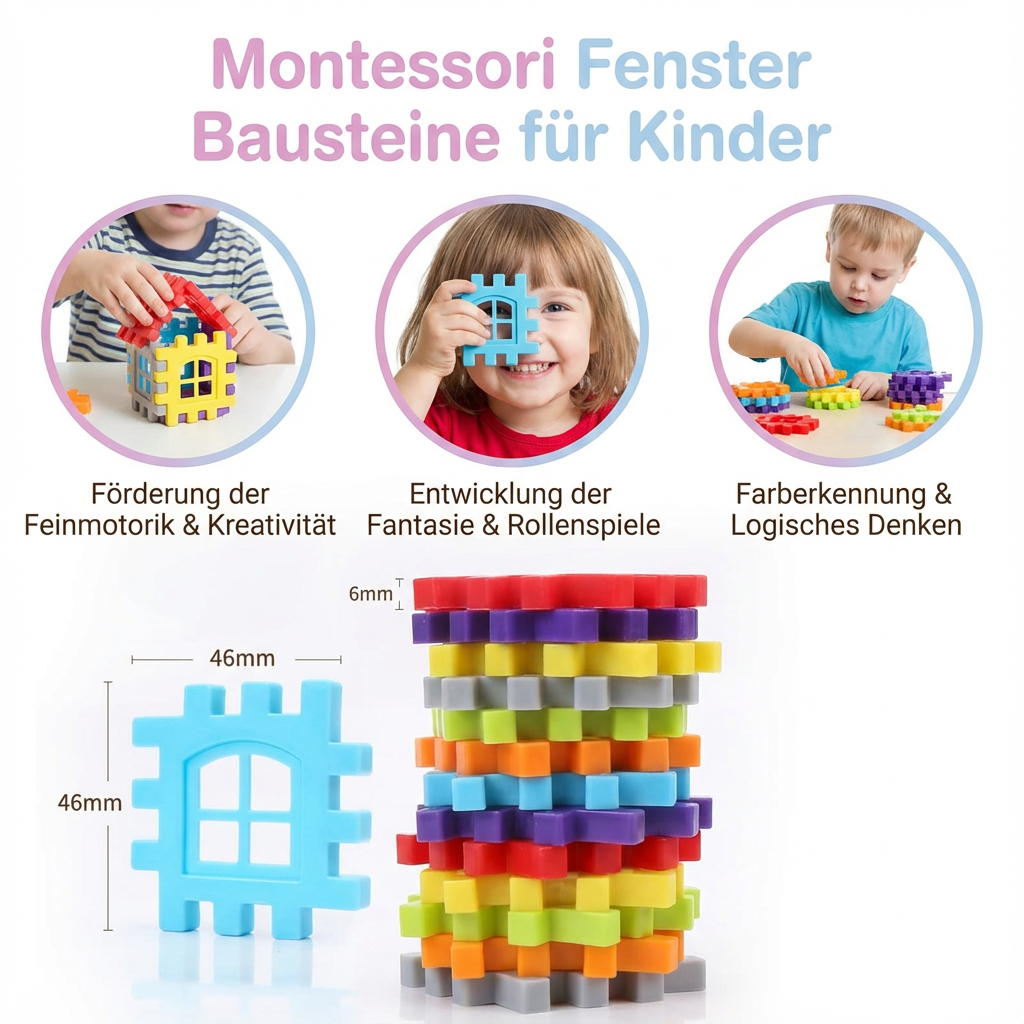 Montessori Fenster Bausteine für Kinder