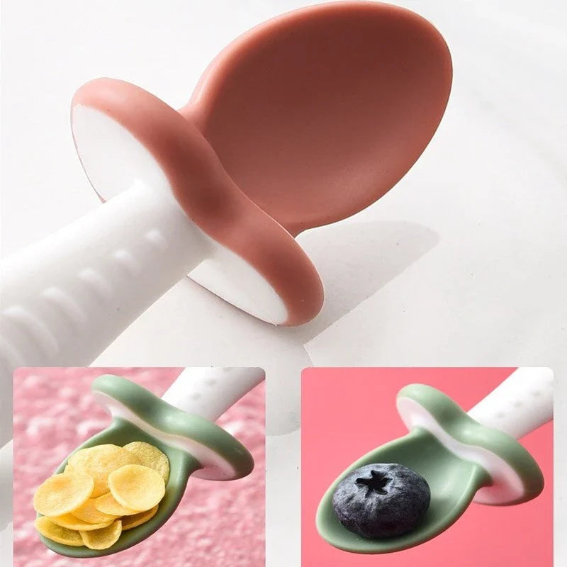 Baby Besteck Set – Ergonomischer Löffel und Gabel aus Silikon für Kleinkinder