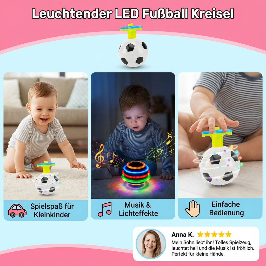 Leuchtender LED Fußball Kreisel