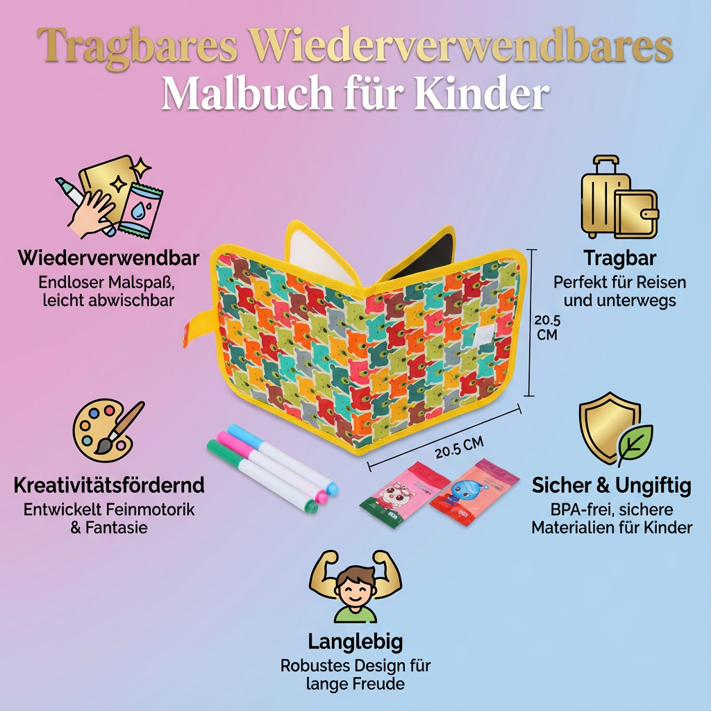 Tragbares Wiederverwendbares Malbuch für Kinder