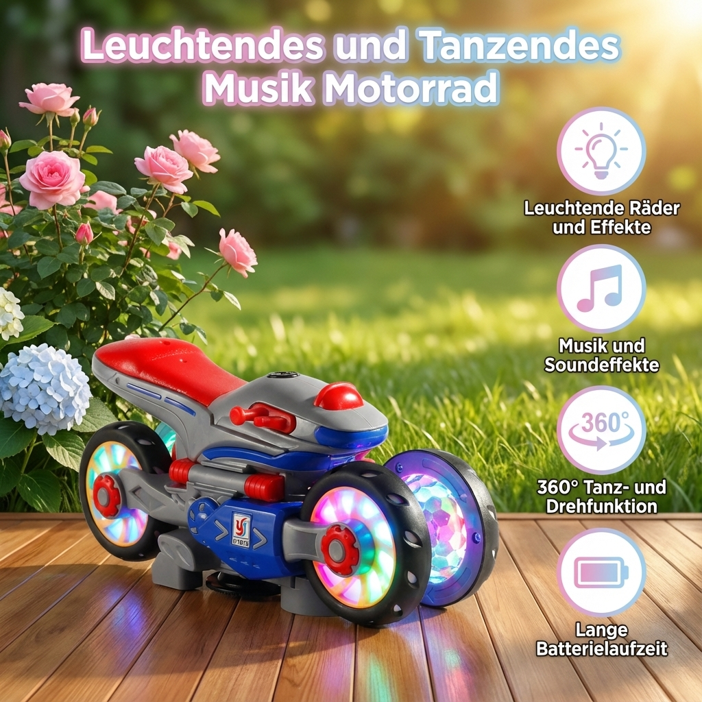 Leuchtendes und Tanzendes Musik Motorrad