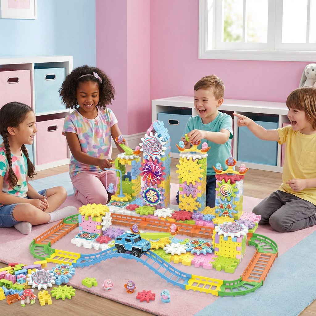 Rotierendes Montessori Zahnrad-Baustein Spielzeug