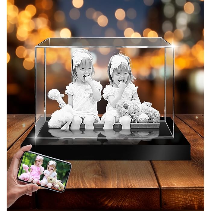 Personalisierte 2D/3D Foto Kristall Lampe mit Laser Gravur