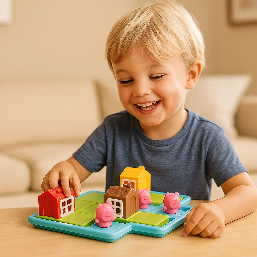 Montessori 3 Schweinchen und der Böse Wolf Puzzle und Geschicklichkeitsspiel