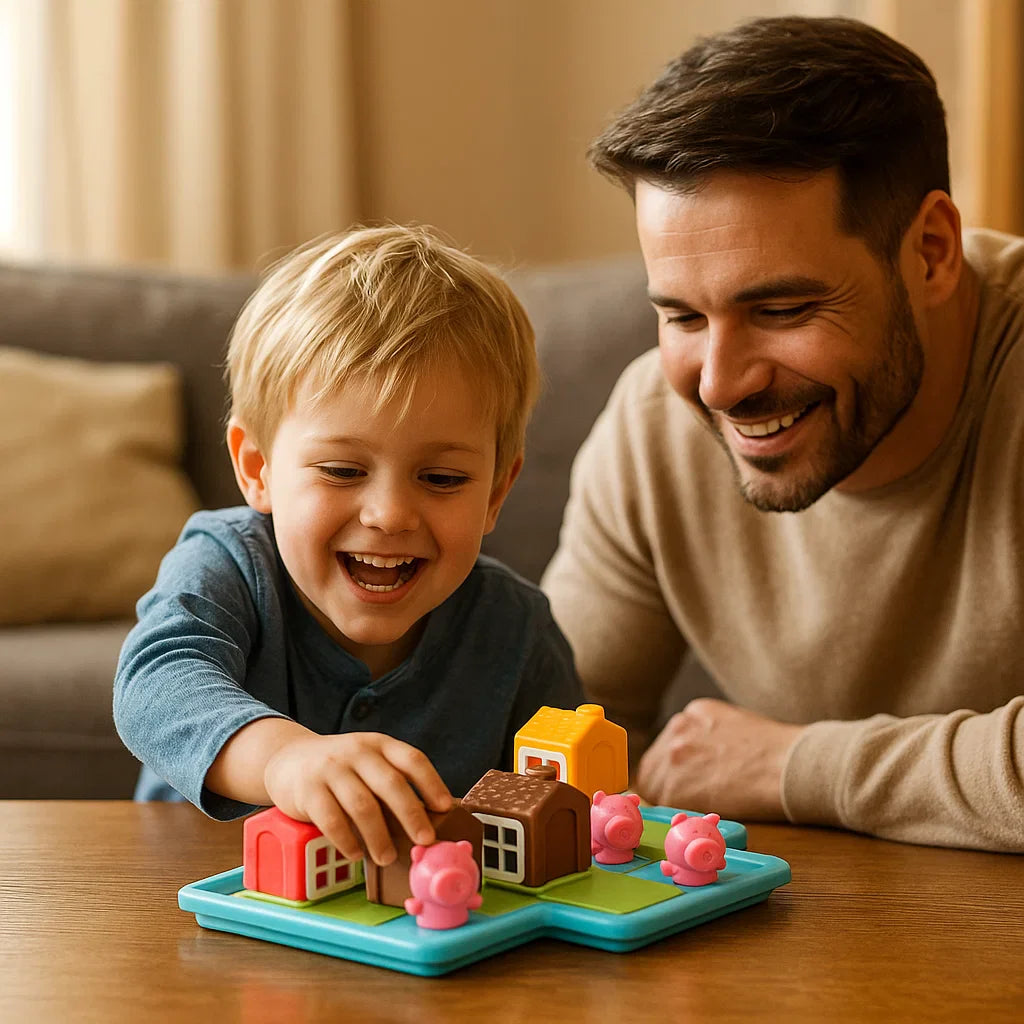 Montessori 3 Schweinchen und der Böse Wolf Puzzle und Geschicklichkeitsspiel