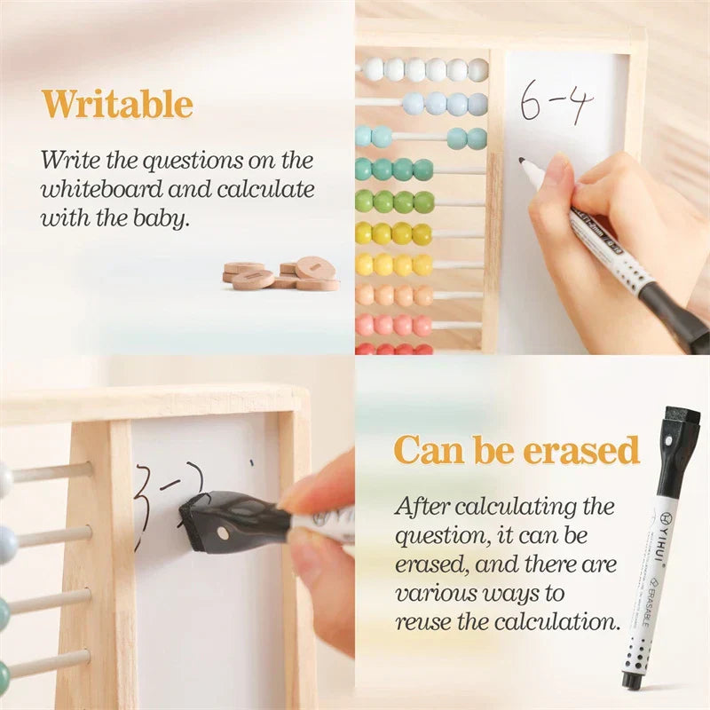 Magnetischer Holz-Abakus für Kinder – Lernspielzeug mit Zahlen und Farben