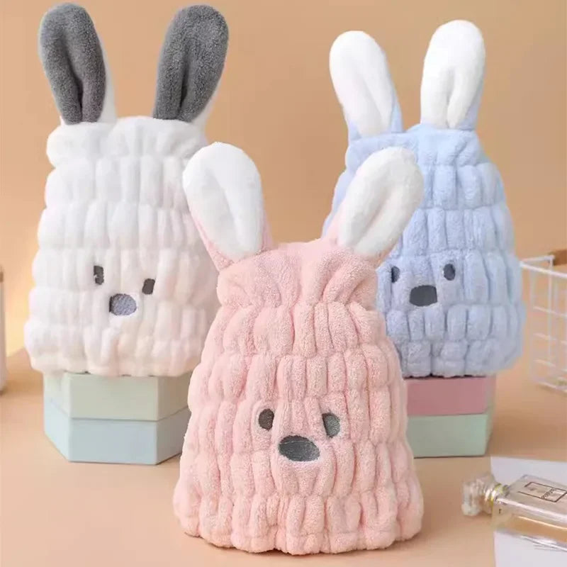 Kuschelig & Schnell – Saugfähige Hasenohren-Haartrockenkappe