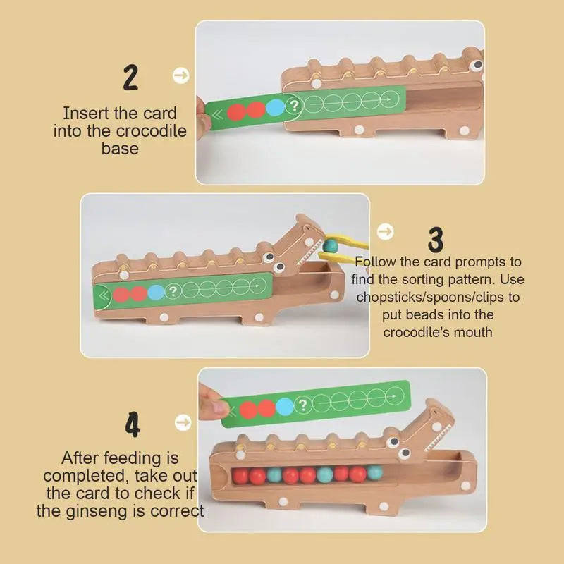 Krokodil-Farbspiel – Lernspiel mit Sortierkarten und Holzspielzeug