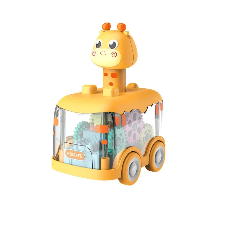 Transparentes Turbo-Spielzeugauto mit Lichtern und Zahnrädern – Interaktives Kinderfahrzeug