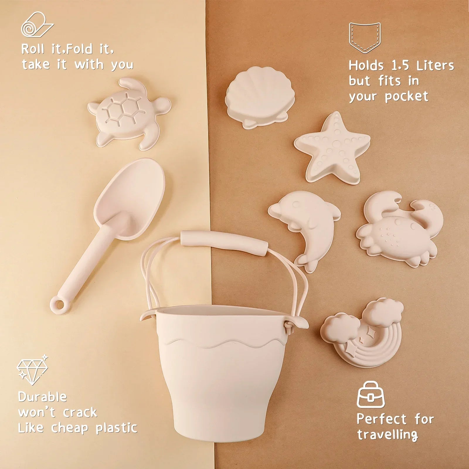 Strandeimer Sandspaß – Silikon Beach-Set