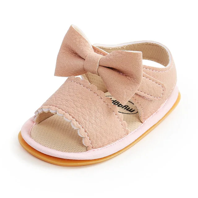 Soft Fit – Kinder Sandalen mit Schleifen in Weiß, Rosa und Schwarz