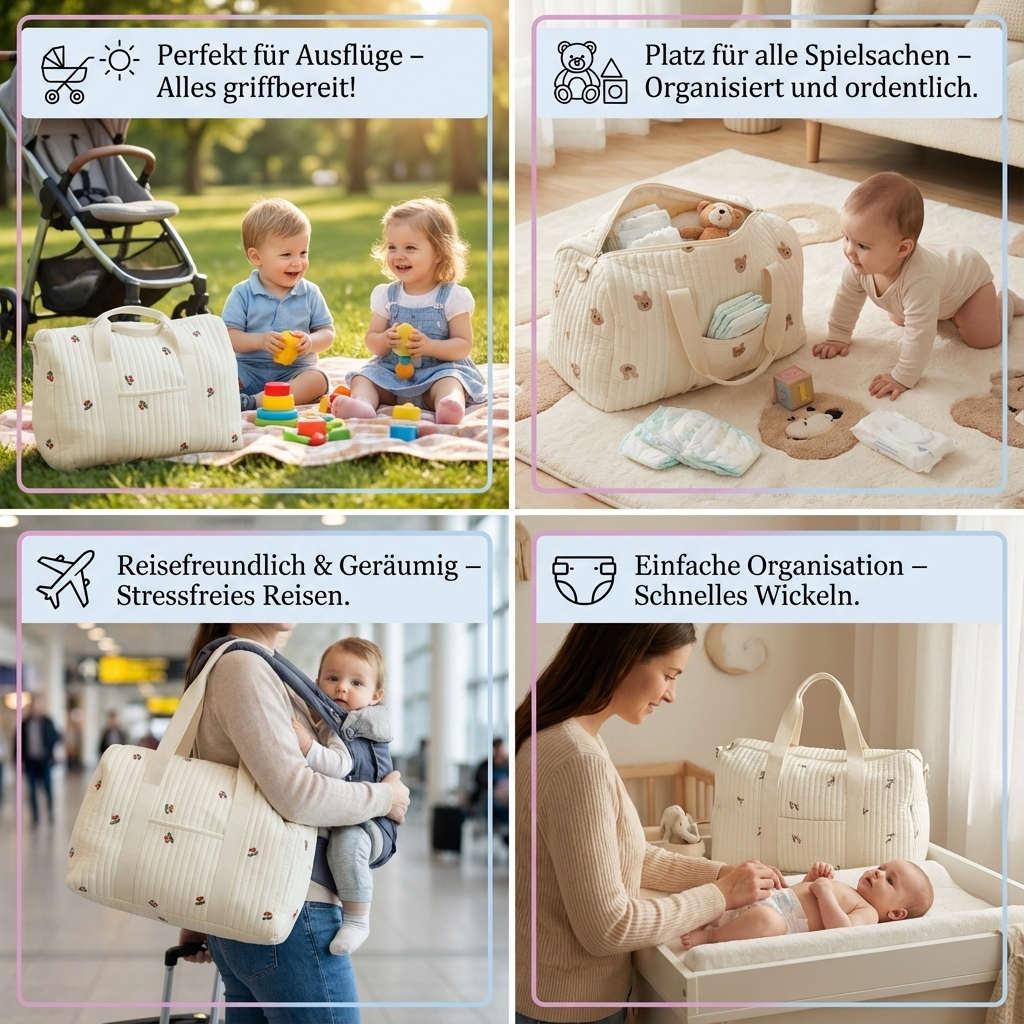 Große Mammi Baby Tasche - Platz für alles was Mütter brauchen!