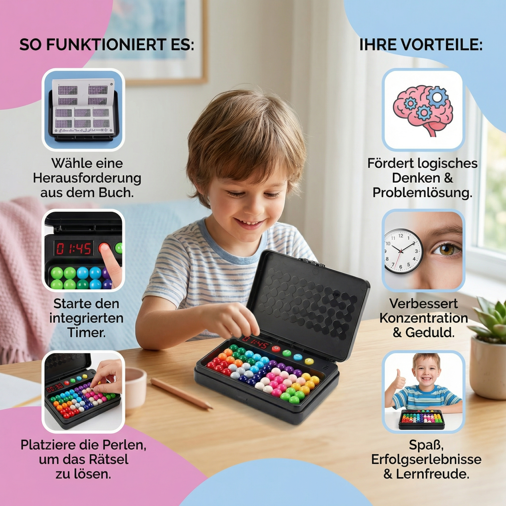 Logik-Denkspiel für Kinder – 500 Rätsel mit Timer