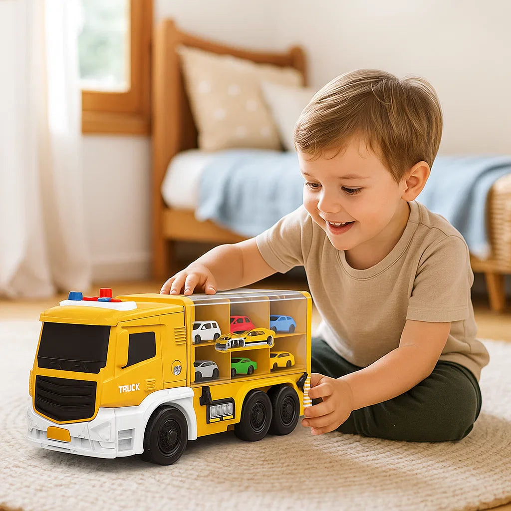 2in1 Tranformierender Autotruck und Rennstrecke mit Autos